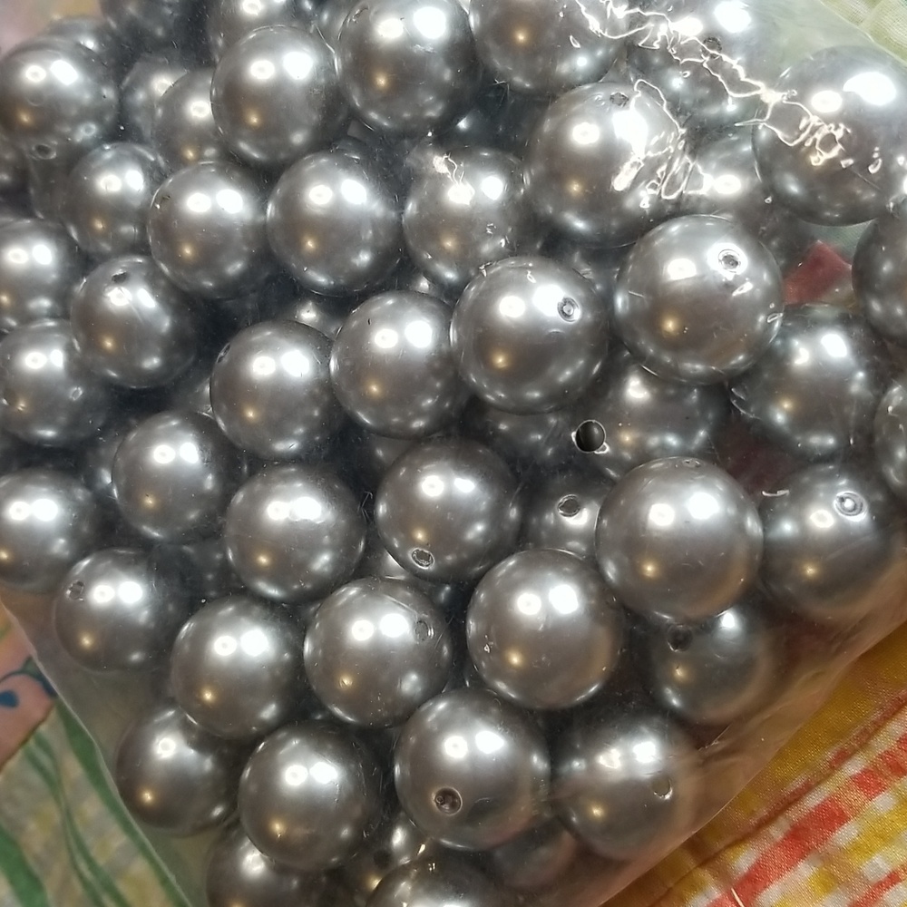 22mm Silver Platinum Chunky Bubblegum beads 500g Full Bags - Picture 2 of 4